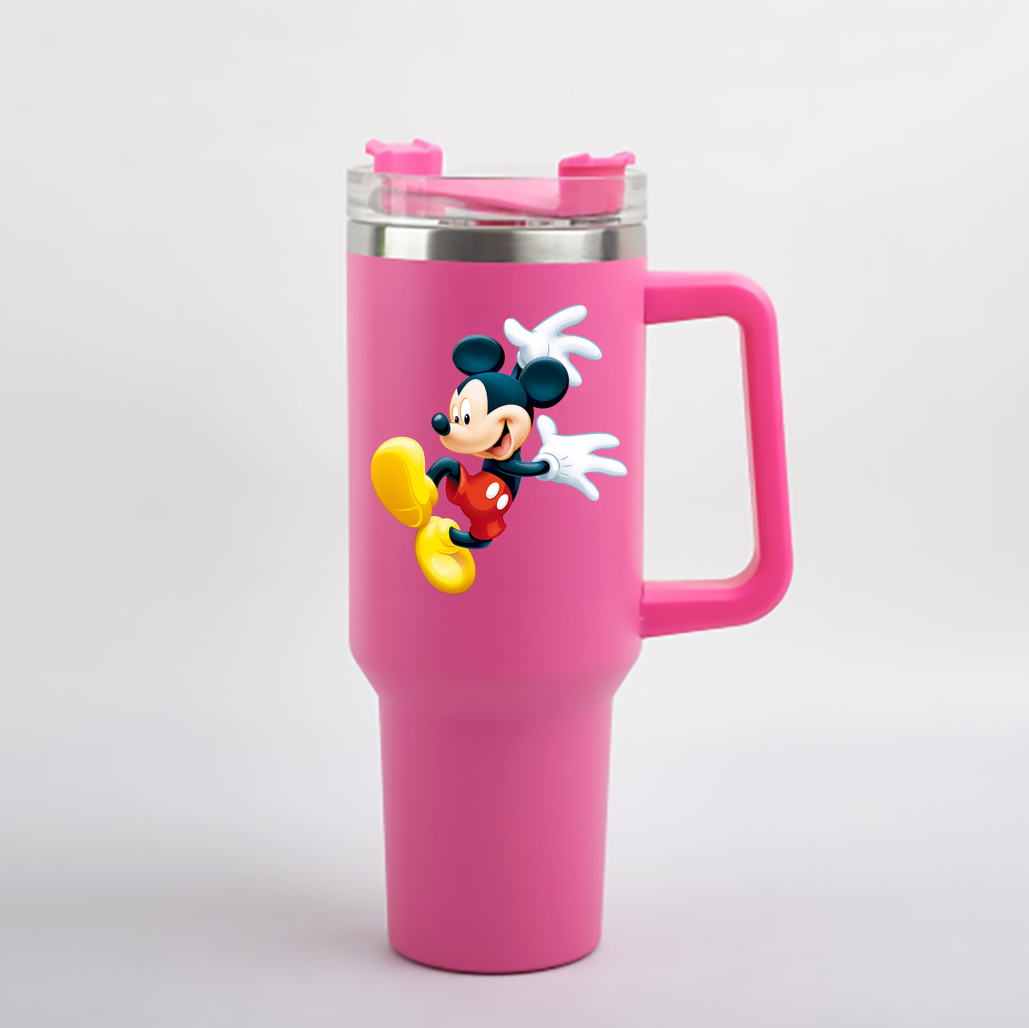 （画像用） ミッキーマウス Mickey Mouse 1200mL車用タンブラー - クリスタルステッカー（プラスチックストロー付き）